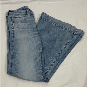 American Eagle Women's 6 Long Flared Jeans Light Wash Stretch Boho Hippie